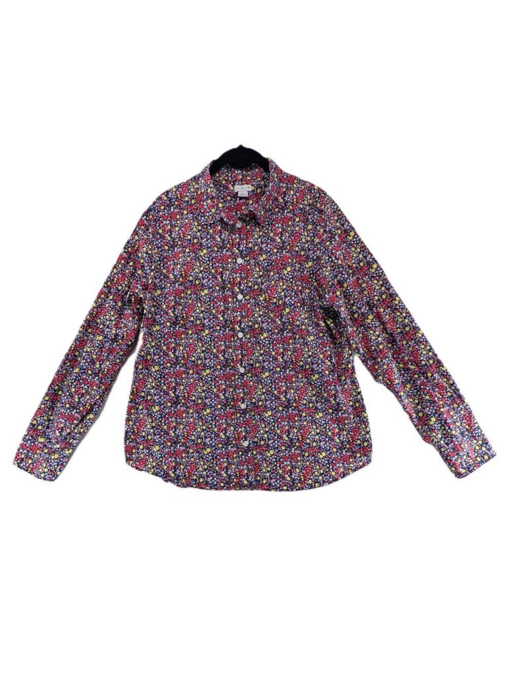 J Crew Ditsy Floral Blouse Top Womens Size Large Button Pocket Preppy Colorful